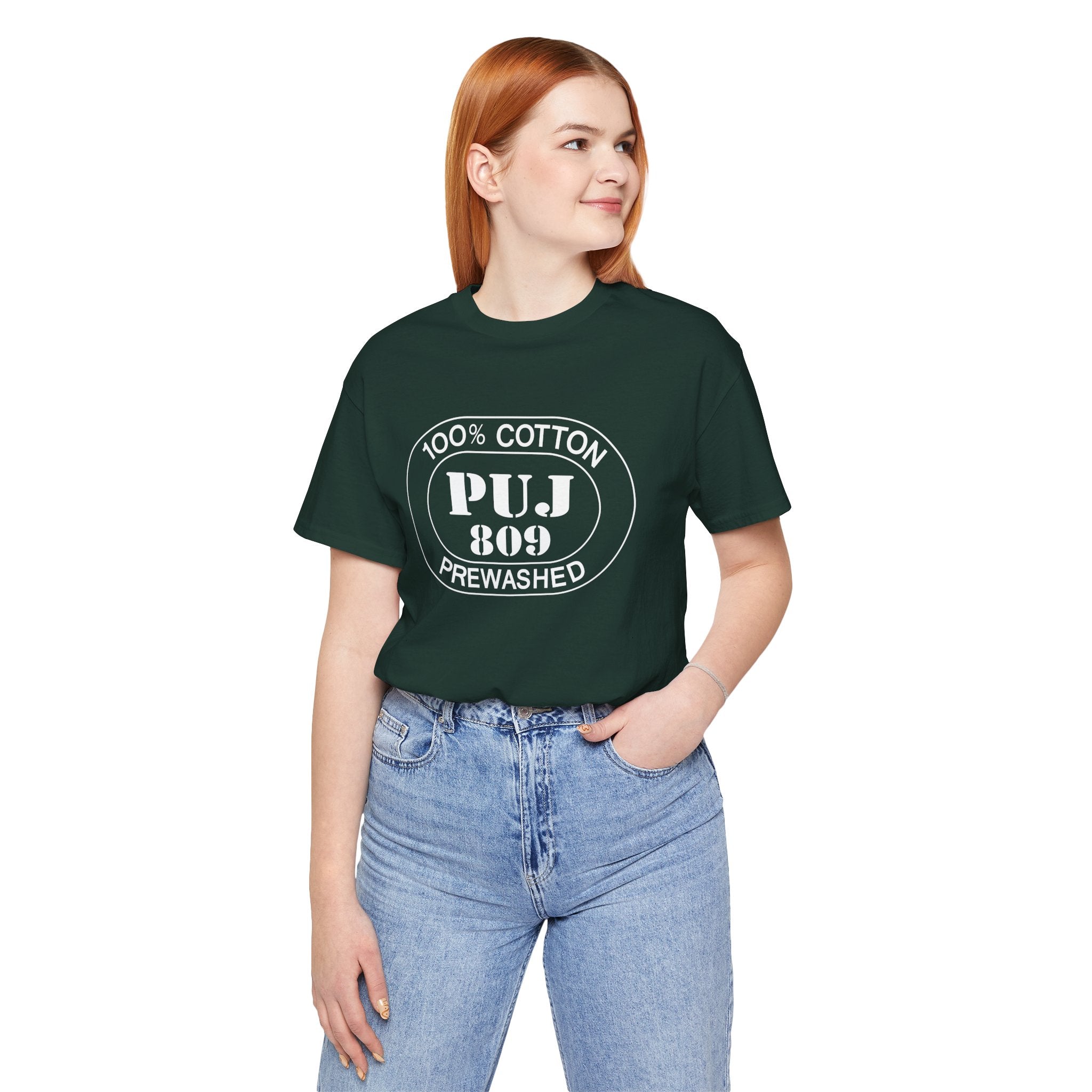 Punta Cana Airport Oval tee in forest, alternate view