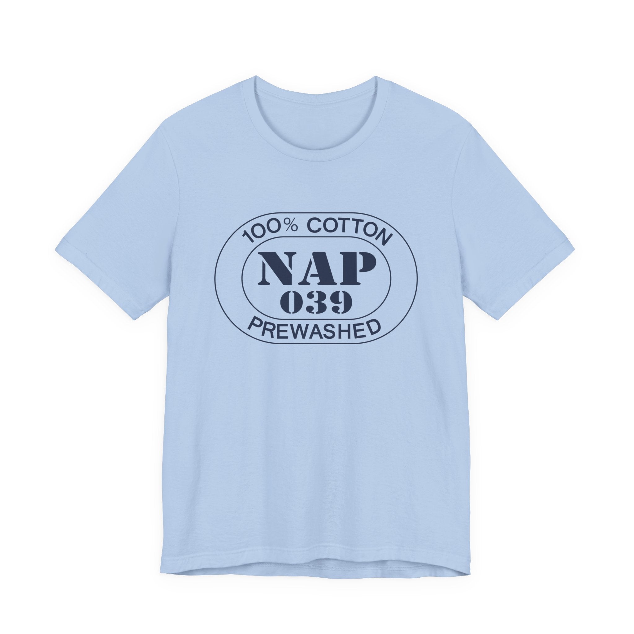 Positano Airport Oval tee in baby blue, front view