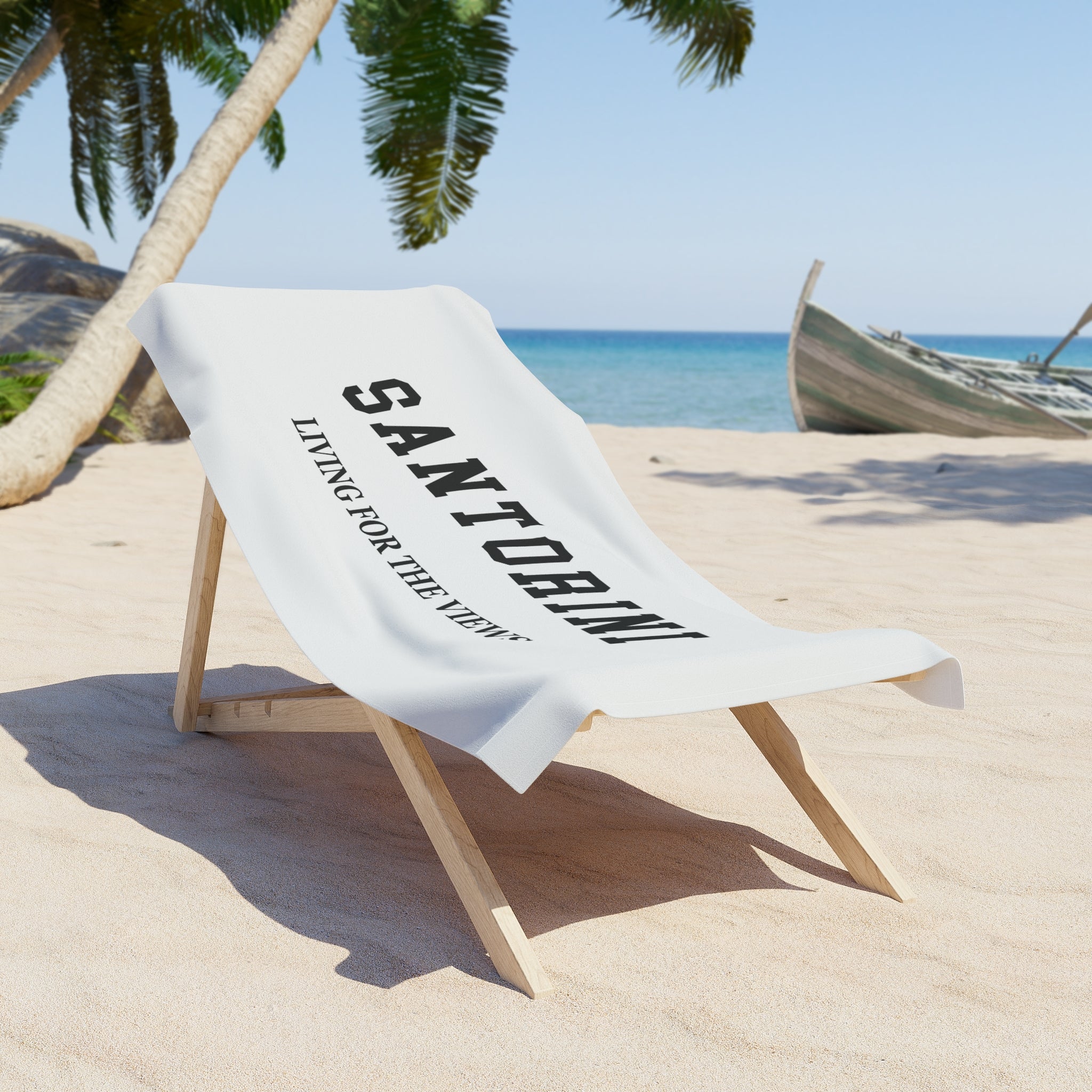 Santorini Slogan Series Beach Towel — Premium Oversized | BY CHARLES