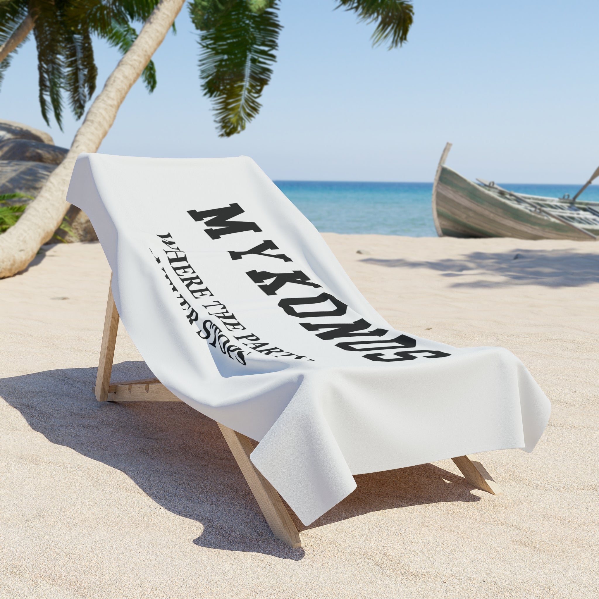 Mykonos Slogan Series Beach Towel — Premium Oversized | BY CHARLES