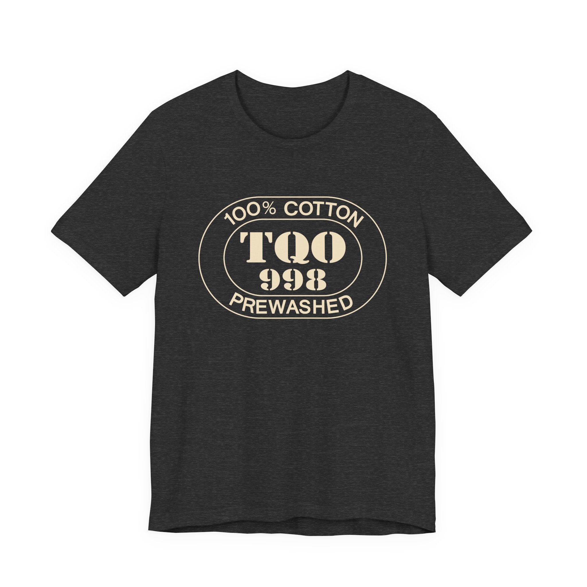 Tulum Airport Oval tee in dark grey heather, front view