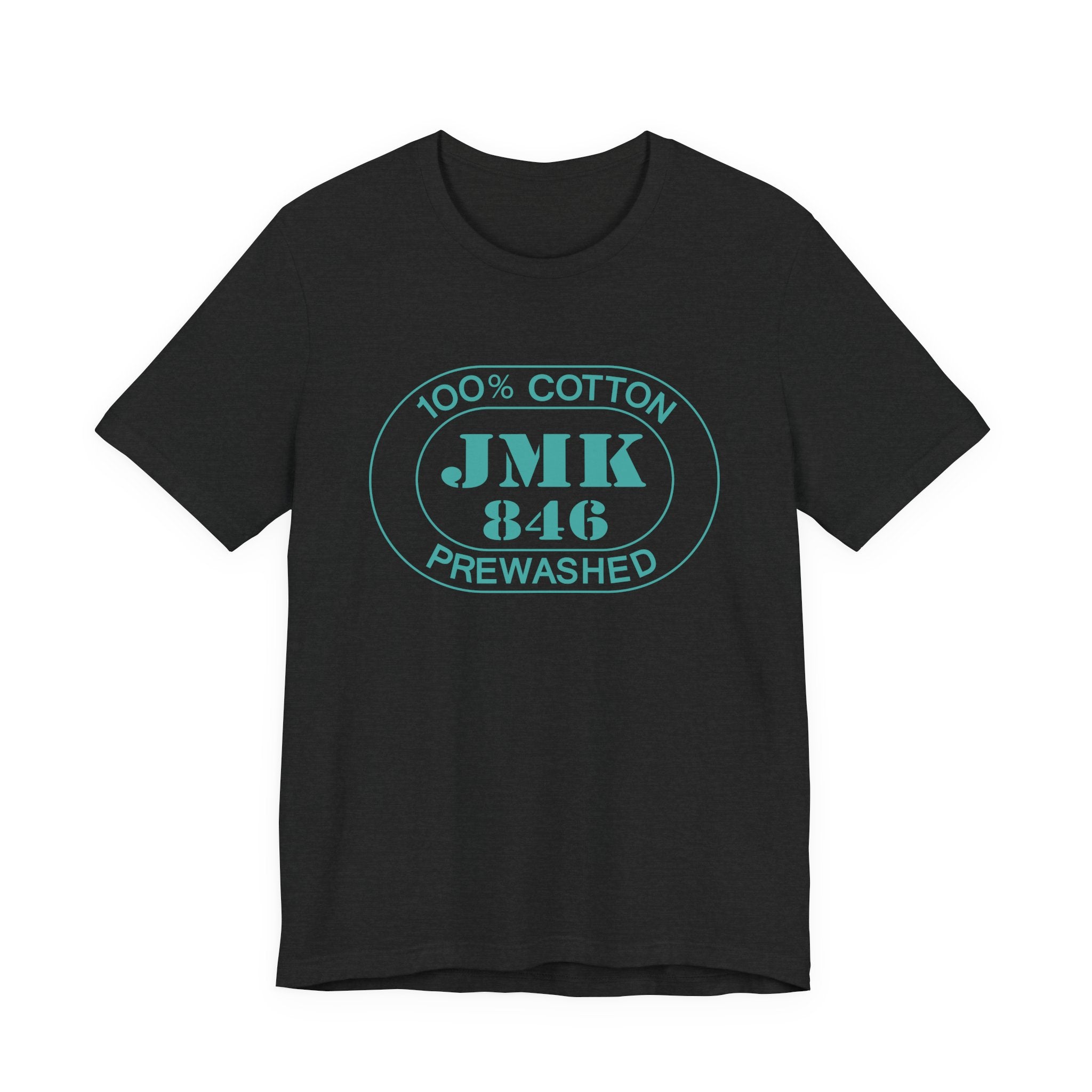 Mykonos Airport Oval tee in solid black blend, front view