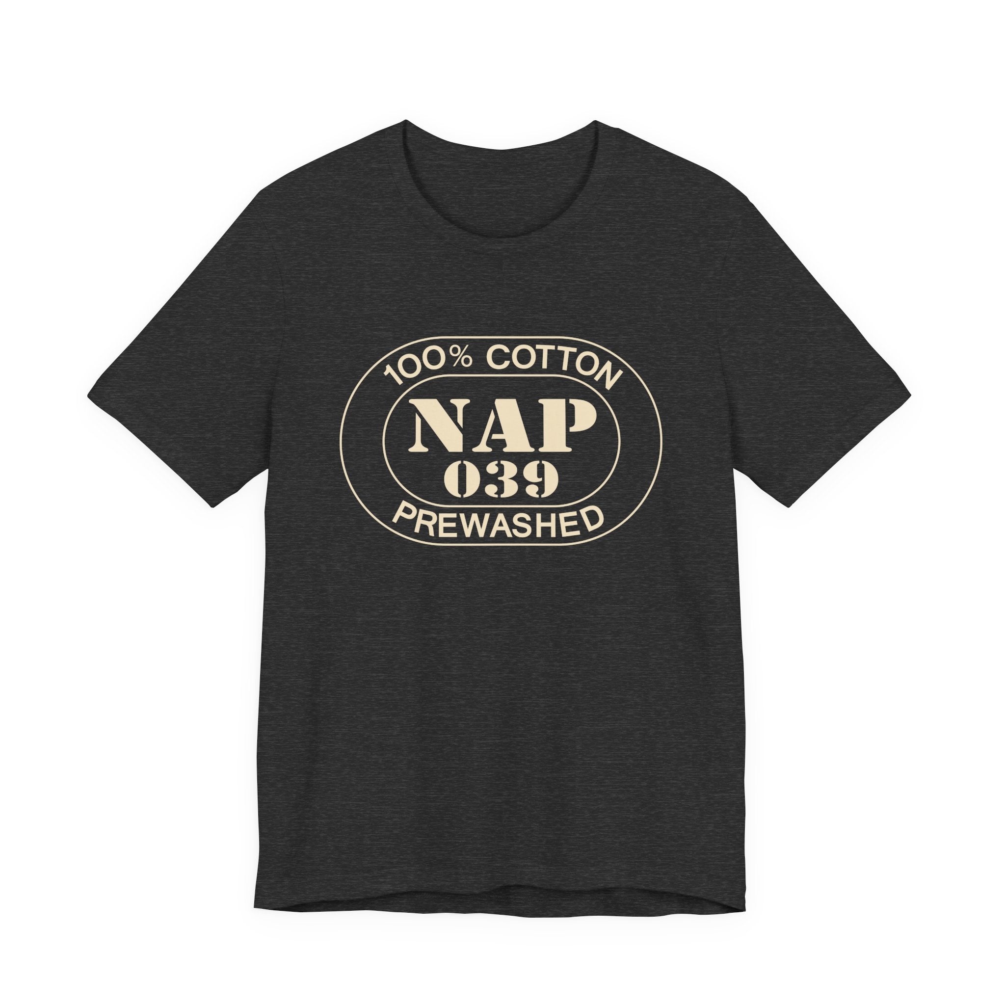 Positano Airport Oval tee in dark grey heather, front view