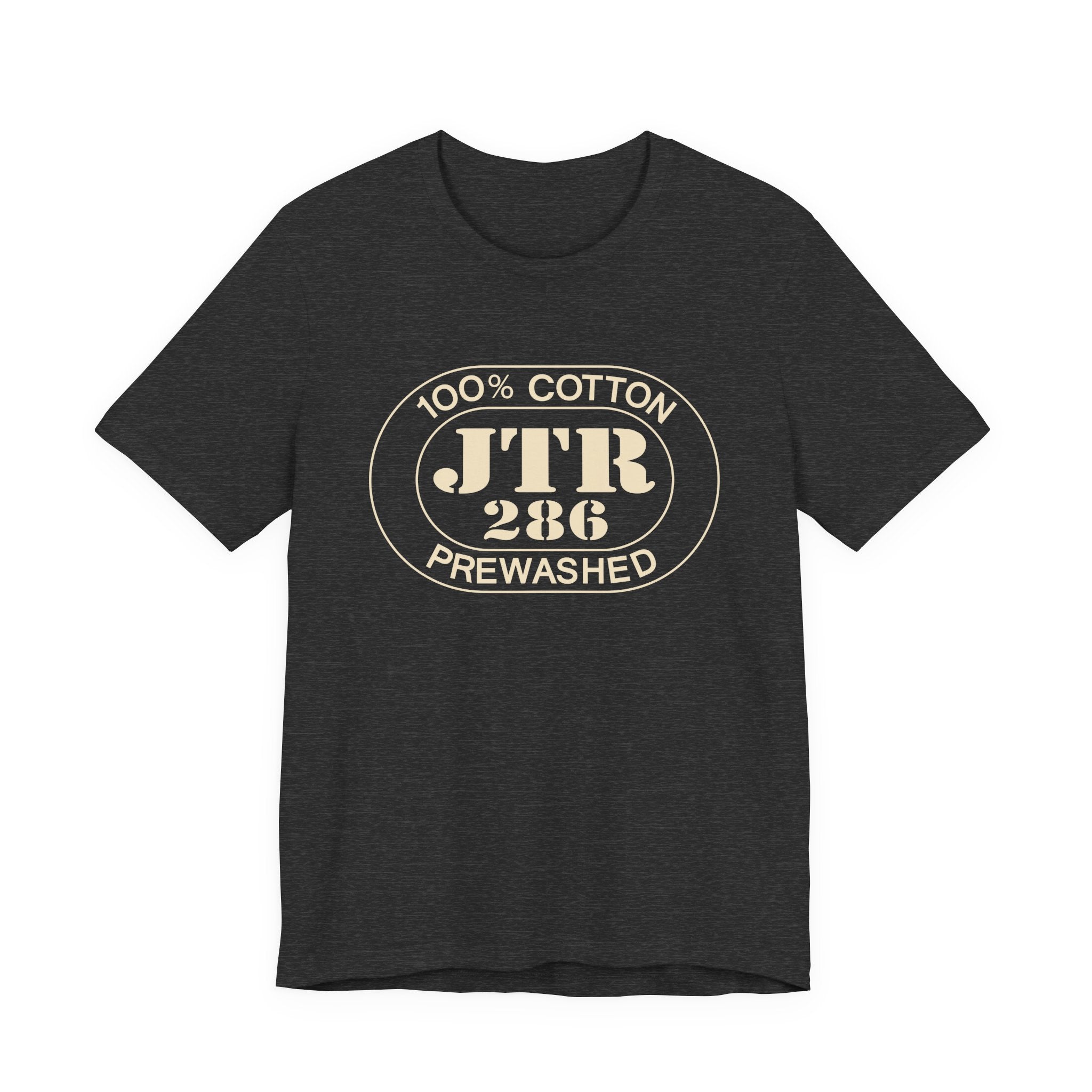 Santorini Airport Oval tee in dark grey heather, front view