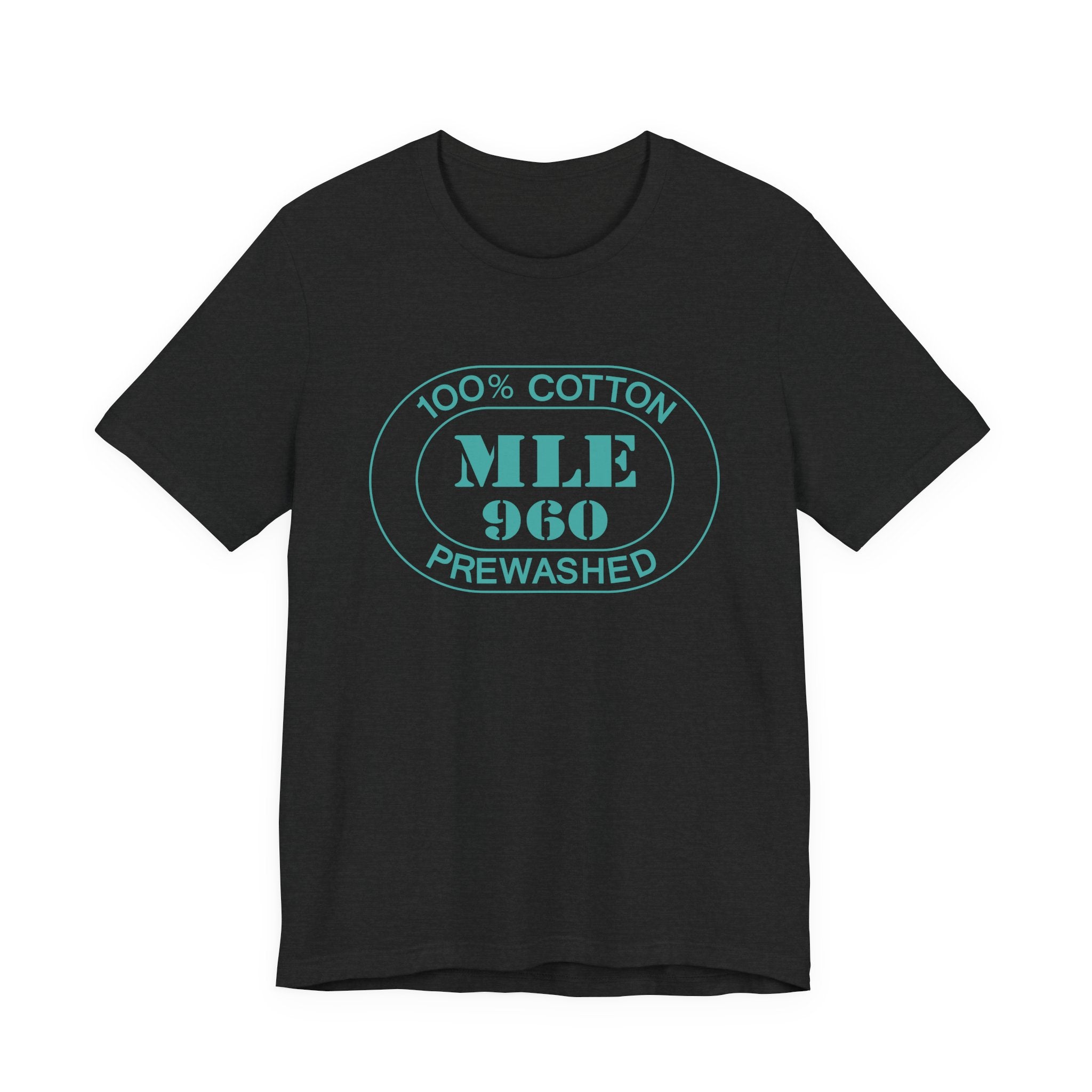 Maldives Airport Oval tee in solid black blend, front view