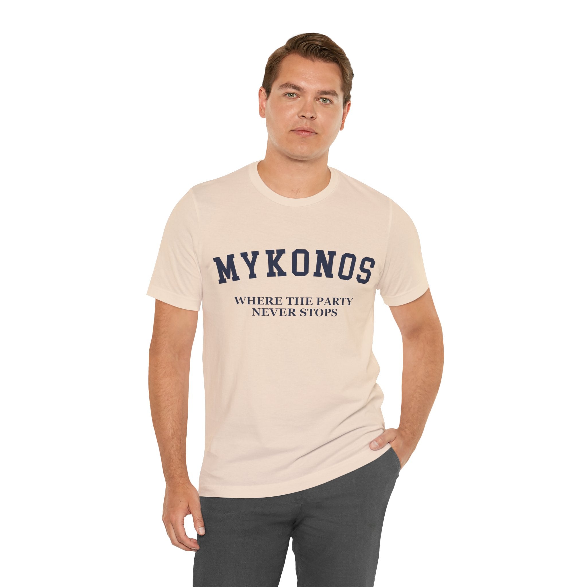 Mykonos Collegiate — 100% Cotton Premium Unisex T-Shirt | BY CHARLES