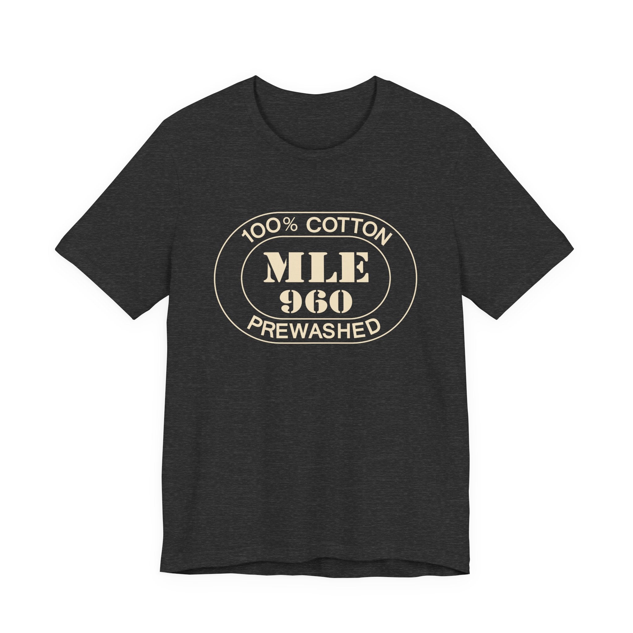 Maldives Airport Oval tee in dark grey heather, front view