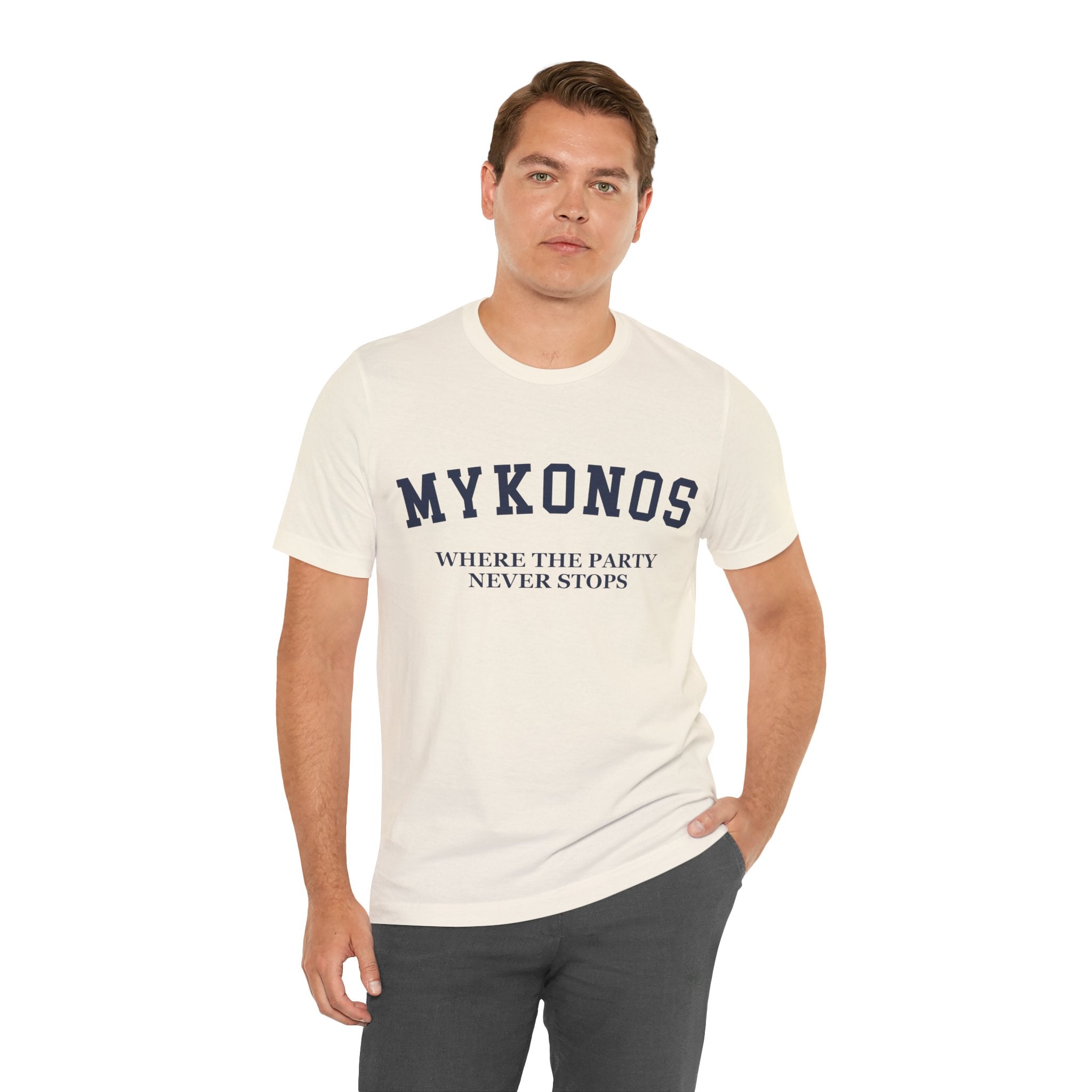 Mykonos Collegiate — 100% Cotton Premium Unisex T-Shirt | BY CHARLES
