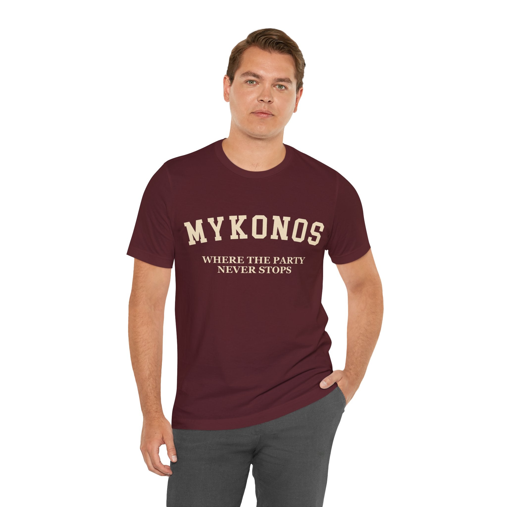 Mykonos Collegiate — 100% Cotton Premium Unisex T-Shirt | BY CHARLES