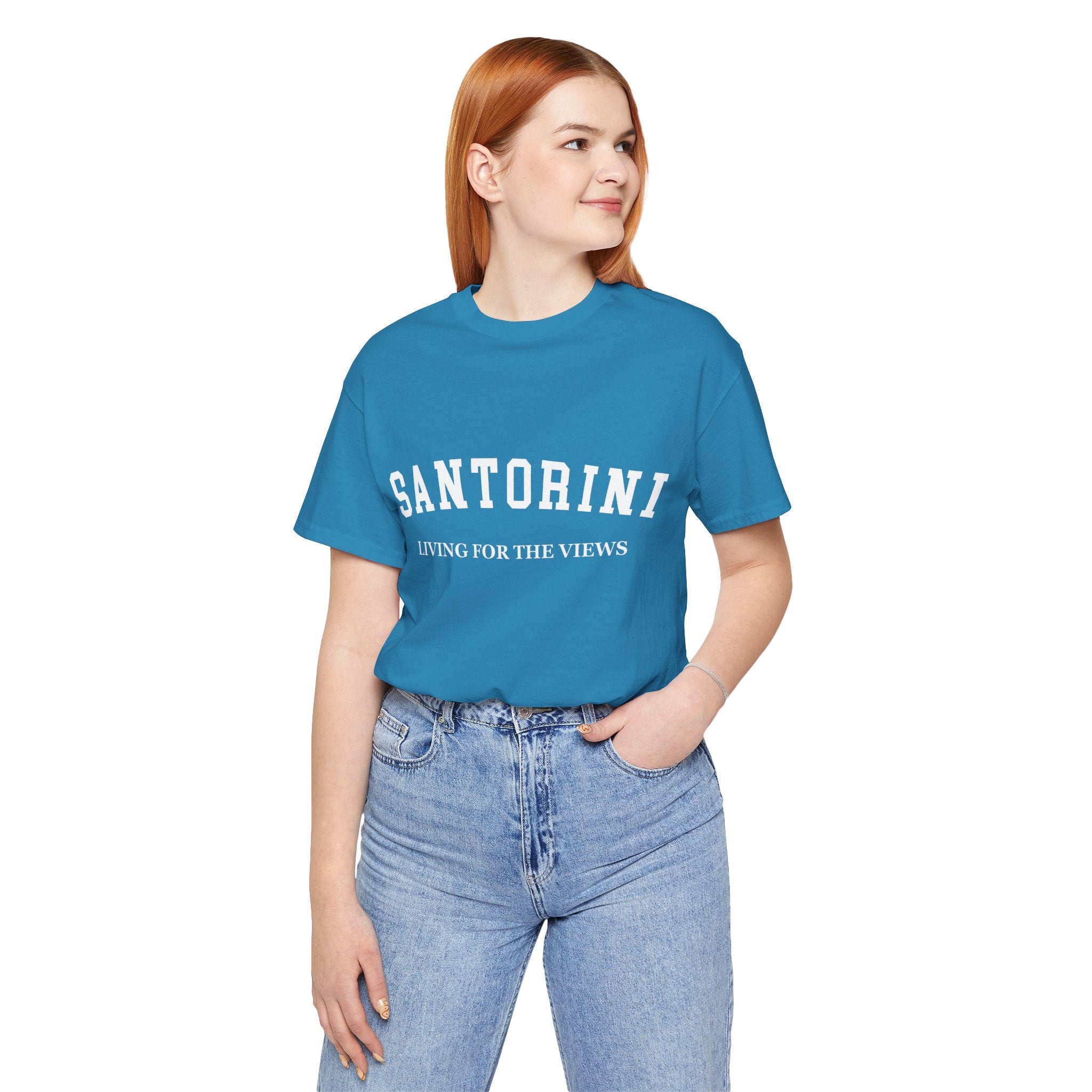 Santorini Collegiate — 100% Cotton Premium Unisex T-Shirt | BY CHARLES