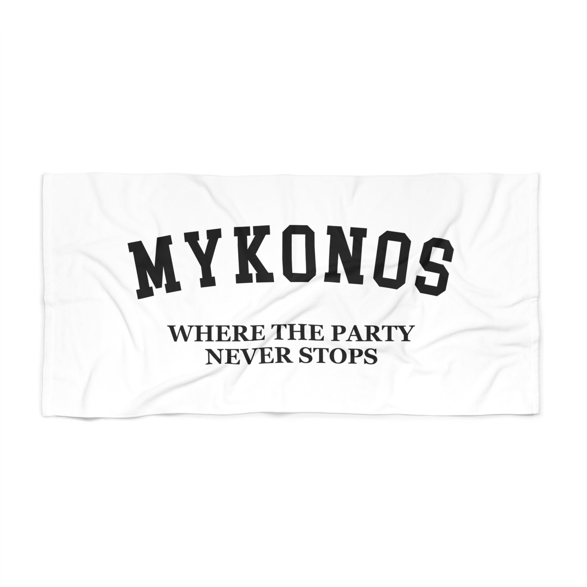 Mykonos Slogan Series Beach Towel — Premium Oversized | BY CHARLES